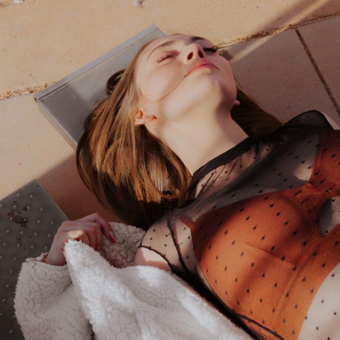 A girl lying on the floor