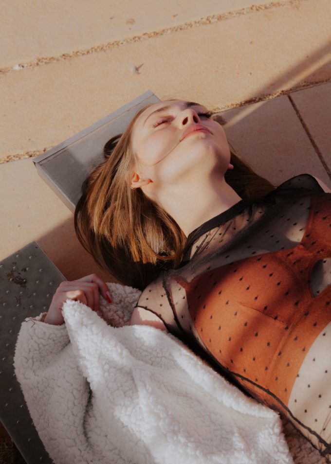 A girl lying on the floor